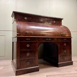 Cylinder desk in flamed mahogany empire style 19th century
