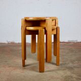 Pair of stackable pine stools