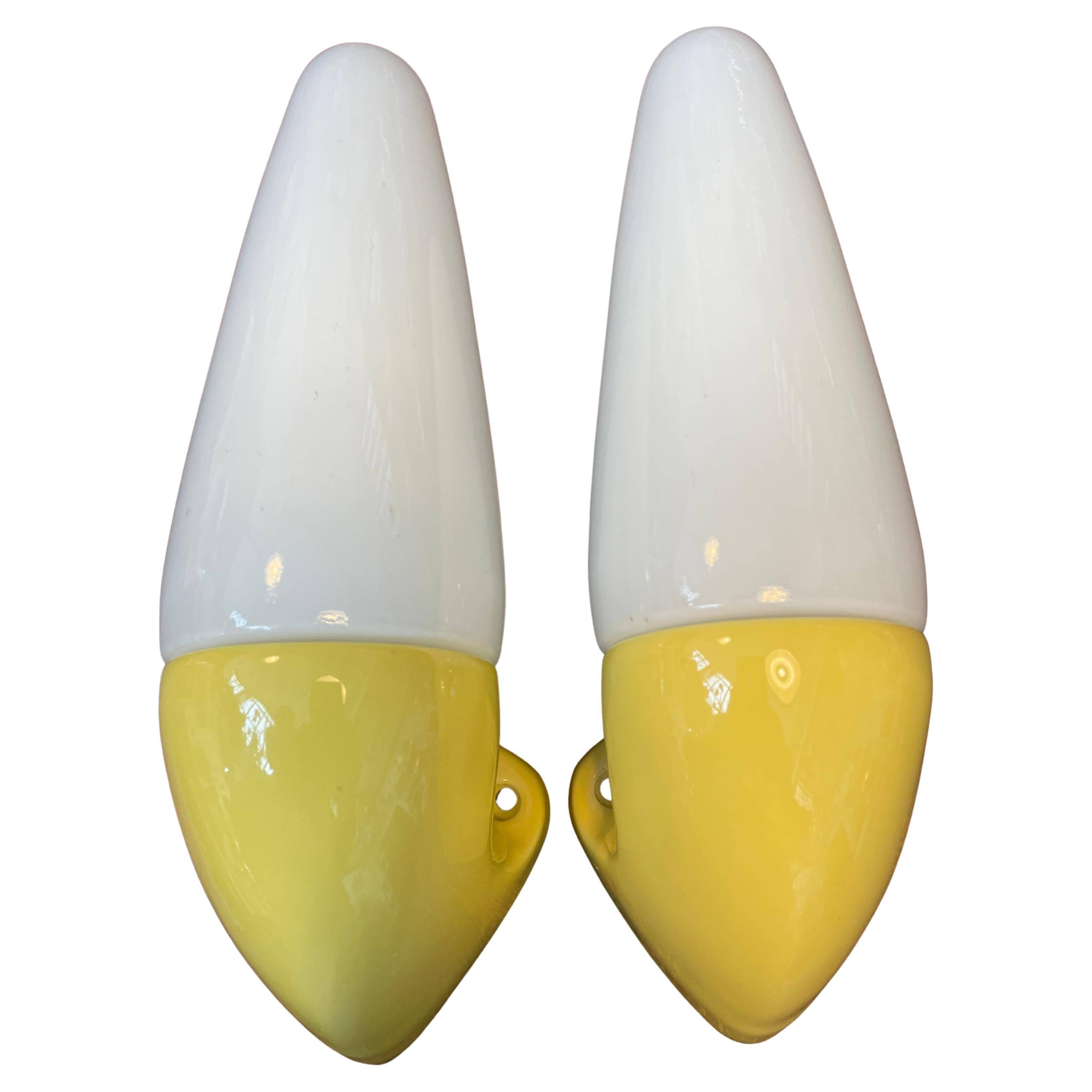 Vintage Bathroom Lamps in Ceramic by Ifö of Sweden with Opaline Shades from the 1960s