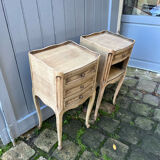 Pair of bedside table louis xv in clear raw chene