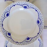 4 vintage dessert plates from the Gien manufacture model Pervenche