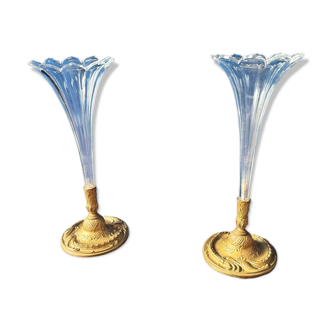Pair of tulip-shaped flower vases – Napoléon III period