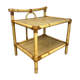 Table d'appoint vintage bambou et paille tressée