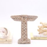 Moroccan candle holder in beige stone, 1970s