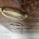 1940s Art Decò chest of drawers in walnut burl with black glass top