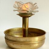 Vintage brass and glass candle holder