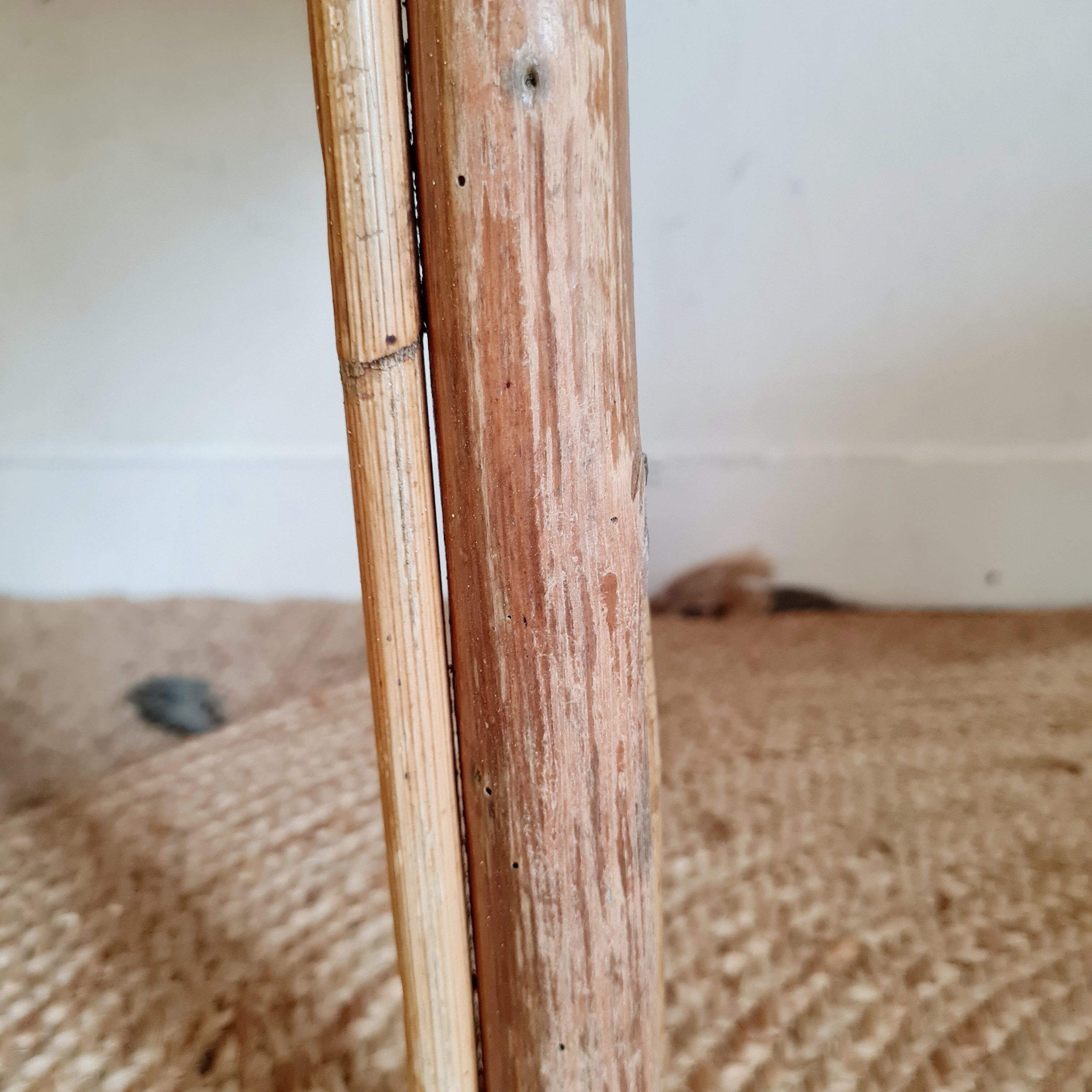 Rattan coffee table blue top