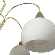 Mid Century Suspension, 5 globes in brass and opal glass, Honsel Leuchten