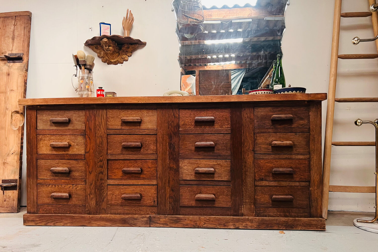 Old oak haberdashery counter