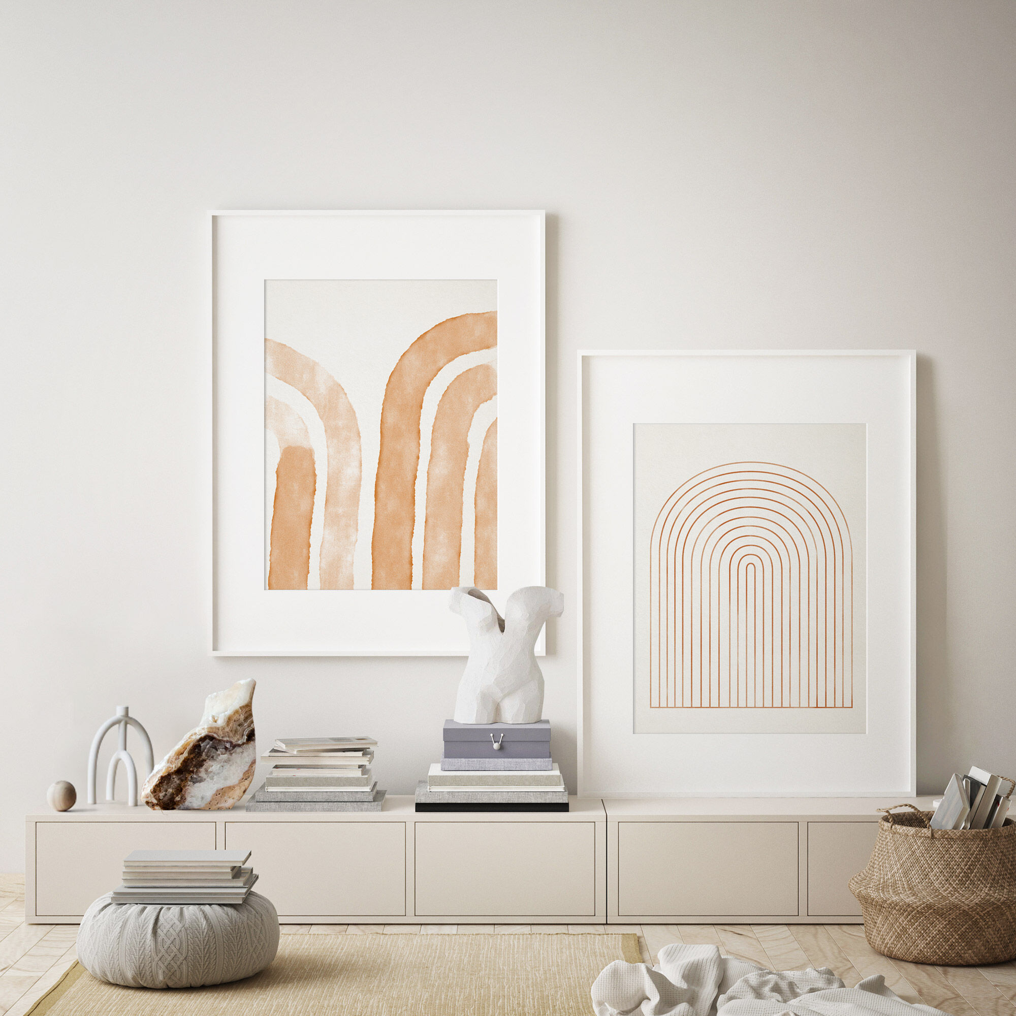 Pair of giclee prints, abstract wall art set of two, 50x70cm