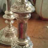 Pair Silver bronze bougeoirs. Loui XIV style. late 19th