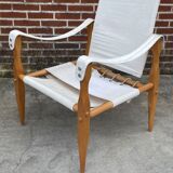 Fauteuil safari vintage 1960 Danemark avec toile design minimaliste