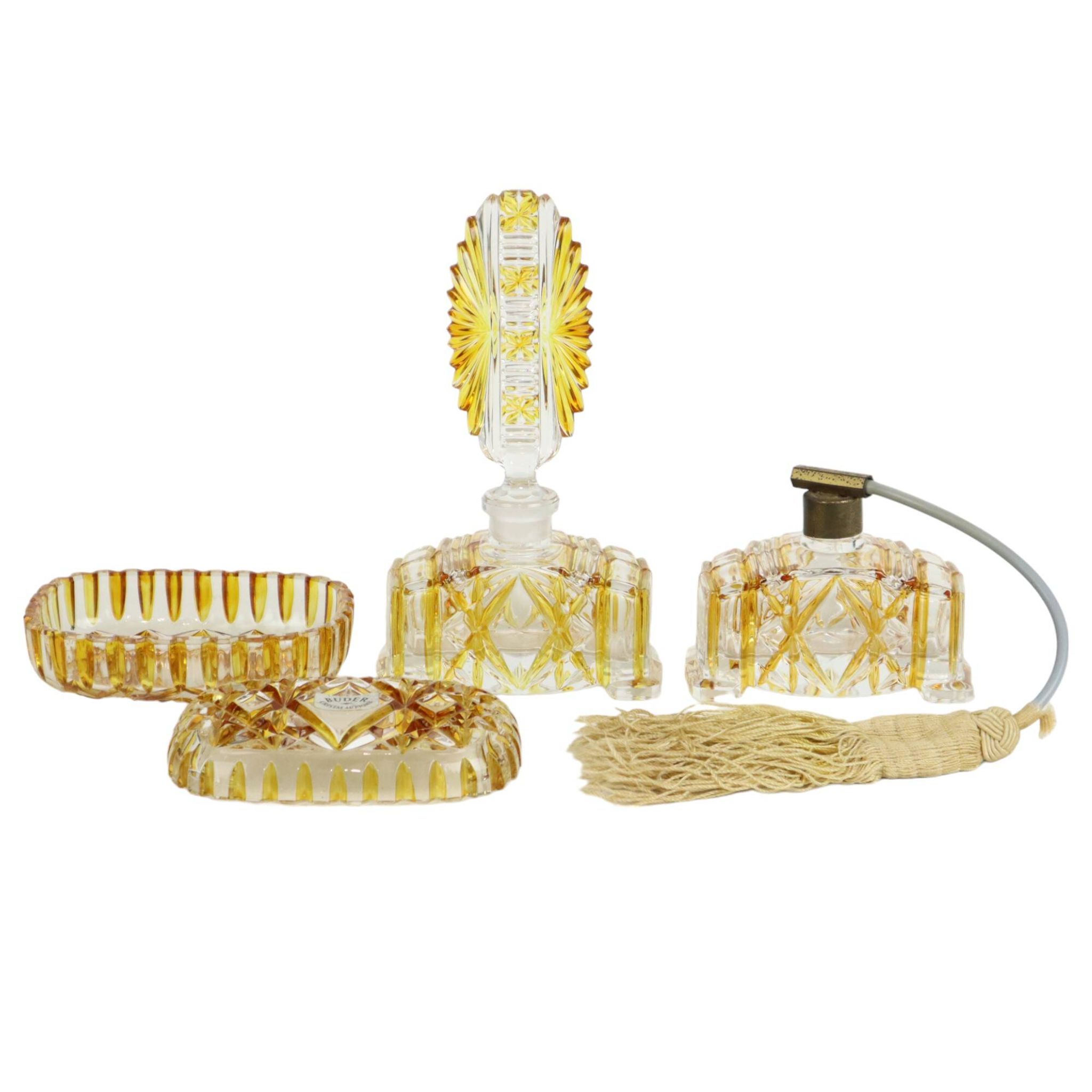 Ensemble de toilette parfum ambre cristal de plomb Buder Allemagne
