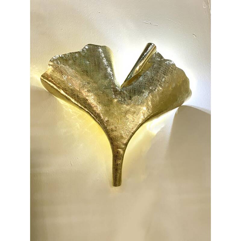 Contemporary Italian Brass Leaf Wall Sconce by Simoeng