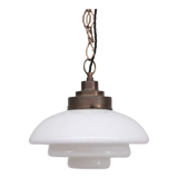 Opaline and brass mid-century pendant light