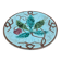Old small compote dish in turquoise majolica with raised floral decoration.