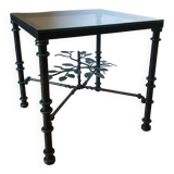Square metal coffee table and glass top