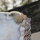 Antique silver-plated metal tray with gilt edges – Grape cluster motif