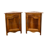 Paire d’encoignures en bois naturel de style Louis XV XIXeme siècle