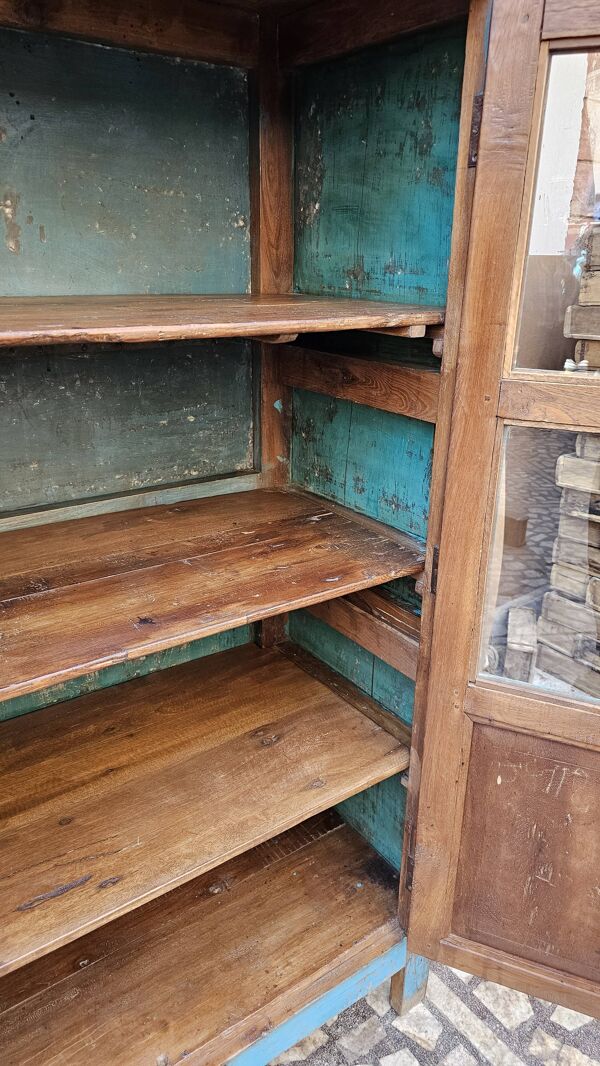 Ancien vaisselier Art déco en teck birman