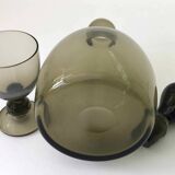 6 verres et carafe en verre soufflé 1960