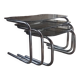 Nest of tables in glass and chrome steel.