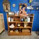 Large shelf, vintage solid oak bookcase from the 60s