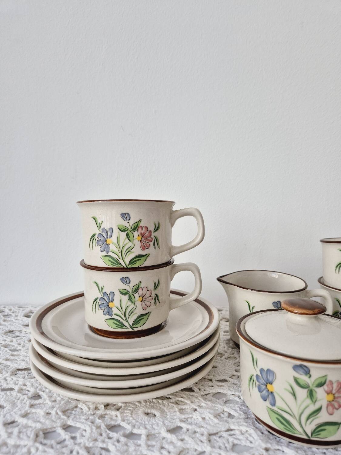 Vintage Flower Pattern Stoneware Tea/Coffee Set