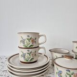 Service à thé/café en grès motif fleurs - Vintage