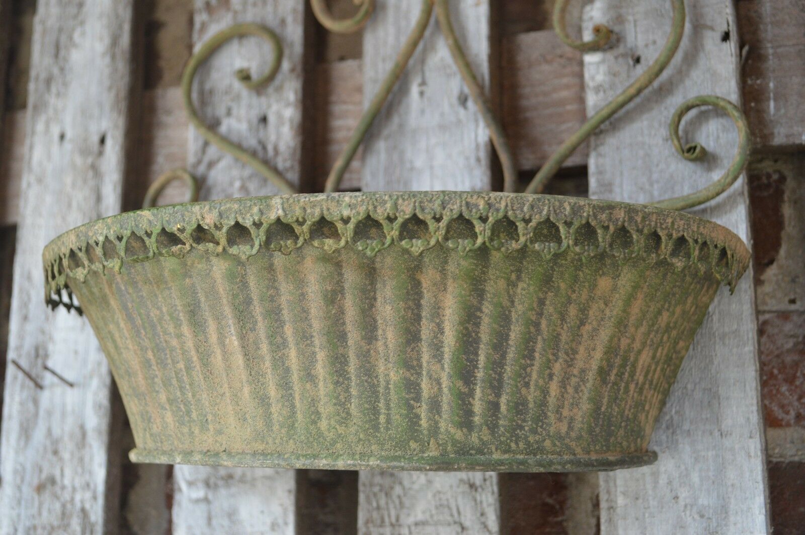 Patinated iron wall planter