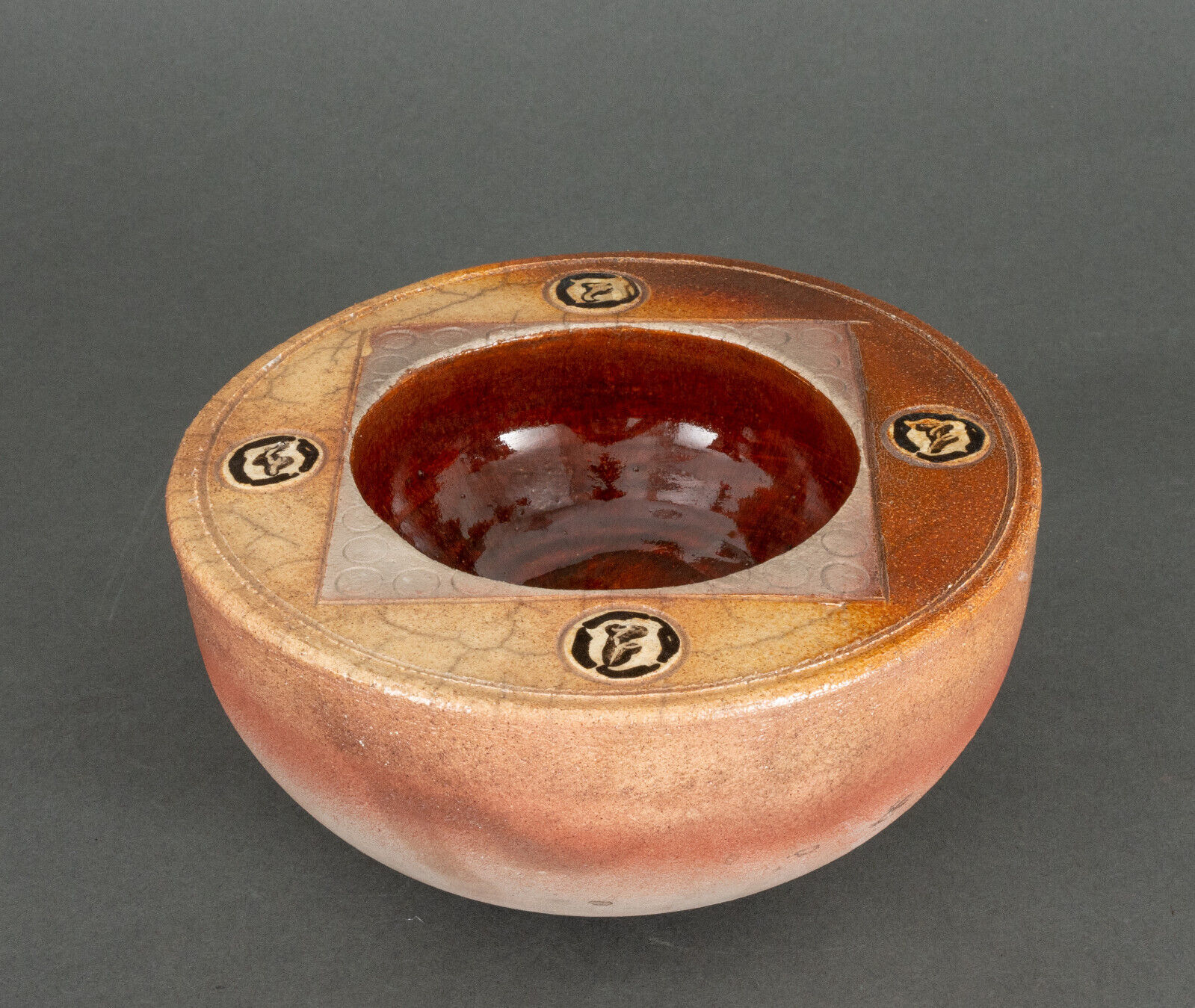 Pocket tray in monogrammed glazed stoneware Mid-twentieth