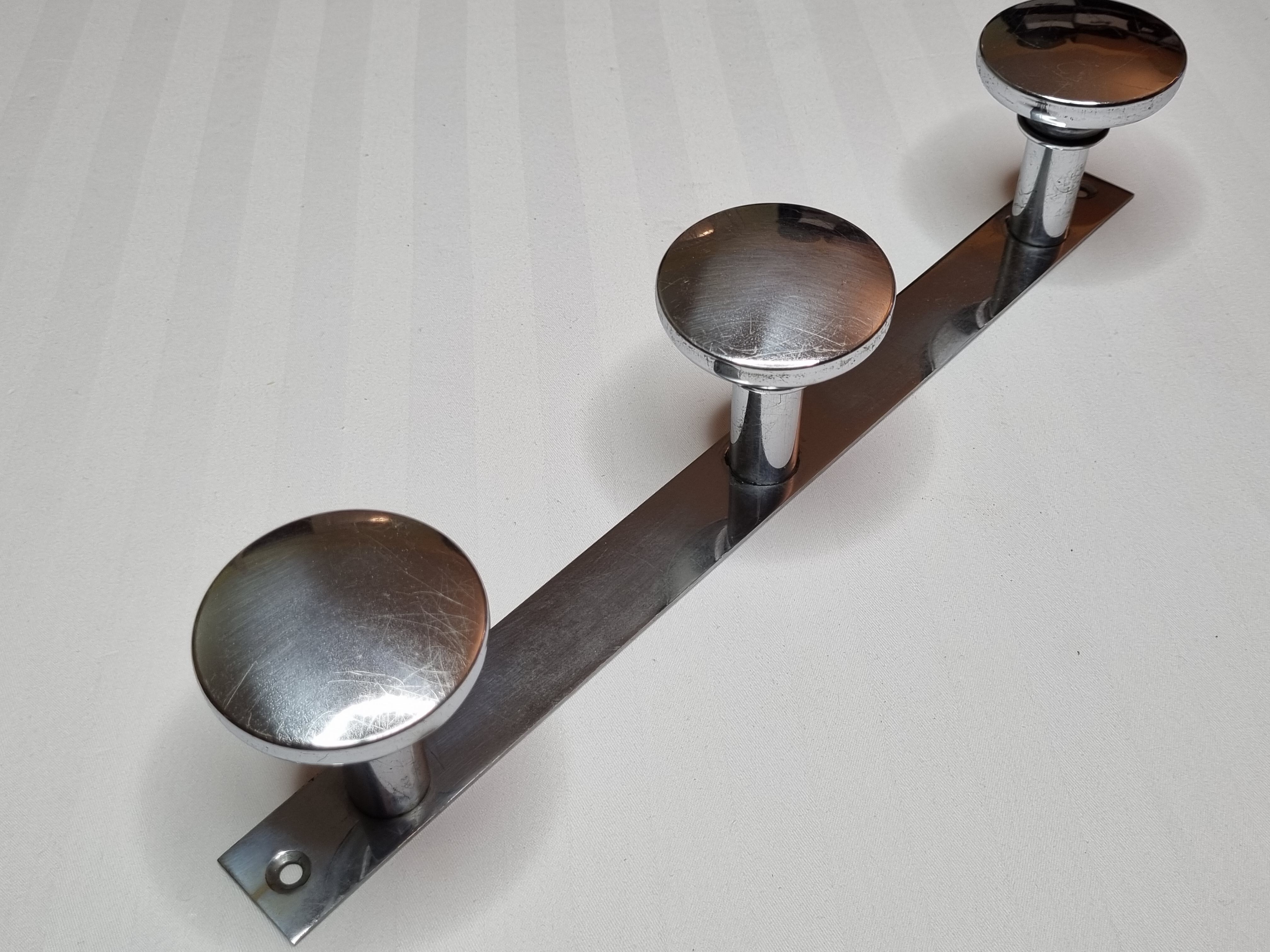 Art Deco style metal coat rack, 3 hooks