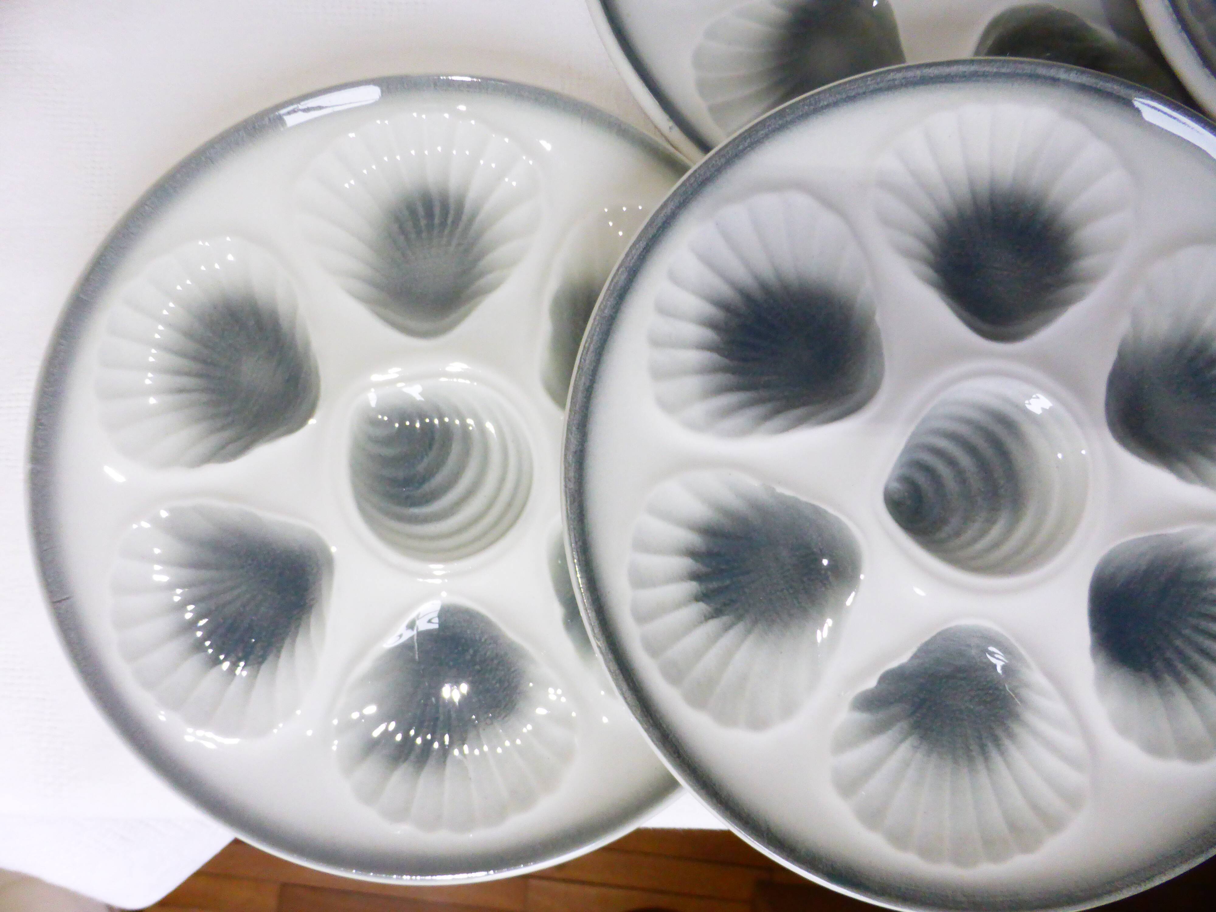 6 vintage oyster plates from Moulin des Loups and Orchies