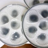 6 vintage oyster plates from Moulin des Loups and Orchies