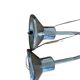 Pair of vintage chrome metal desk lamps with adjustable goosenecks.