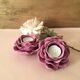 Duo of porcelain flower candle holders, old pink color