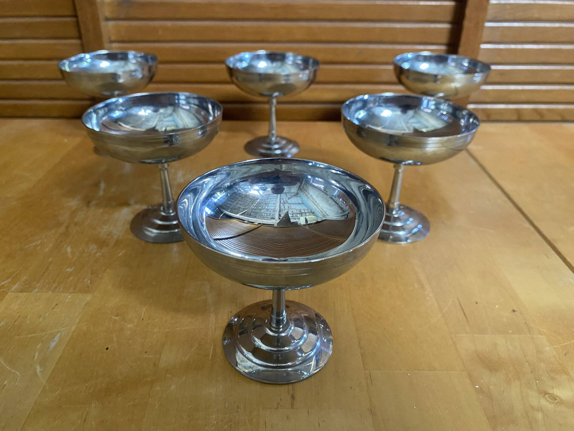 Set of 6 ice cream bowls rémy letang stainless steel vintage design #e407