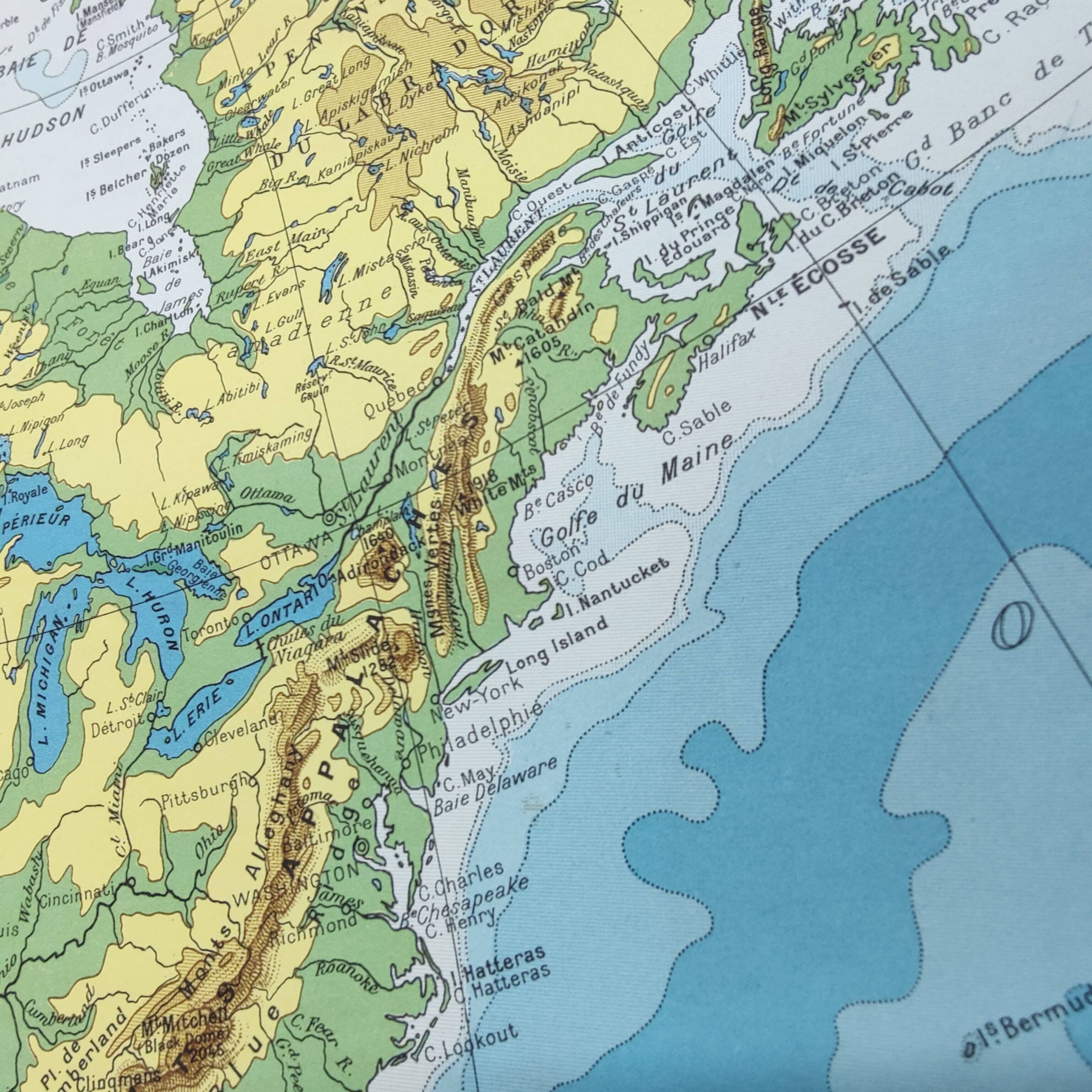 Carte Amérique du Nord vintage de 1950