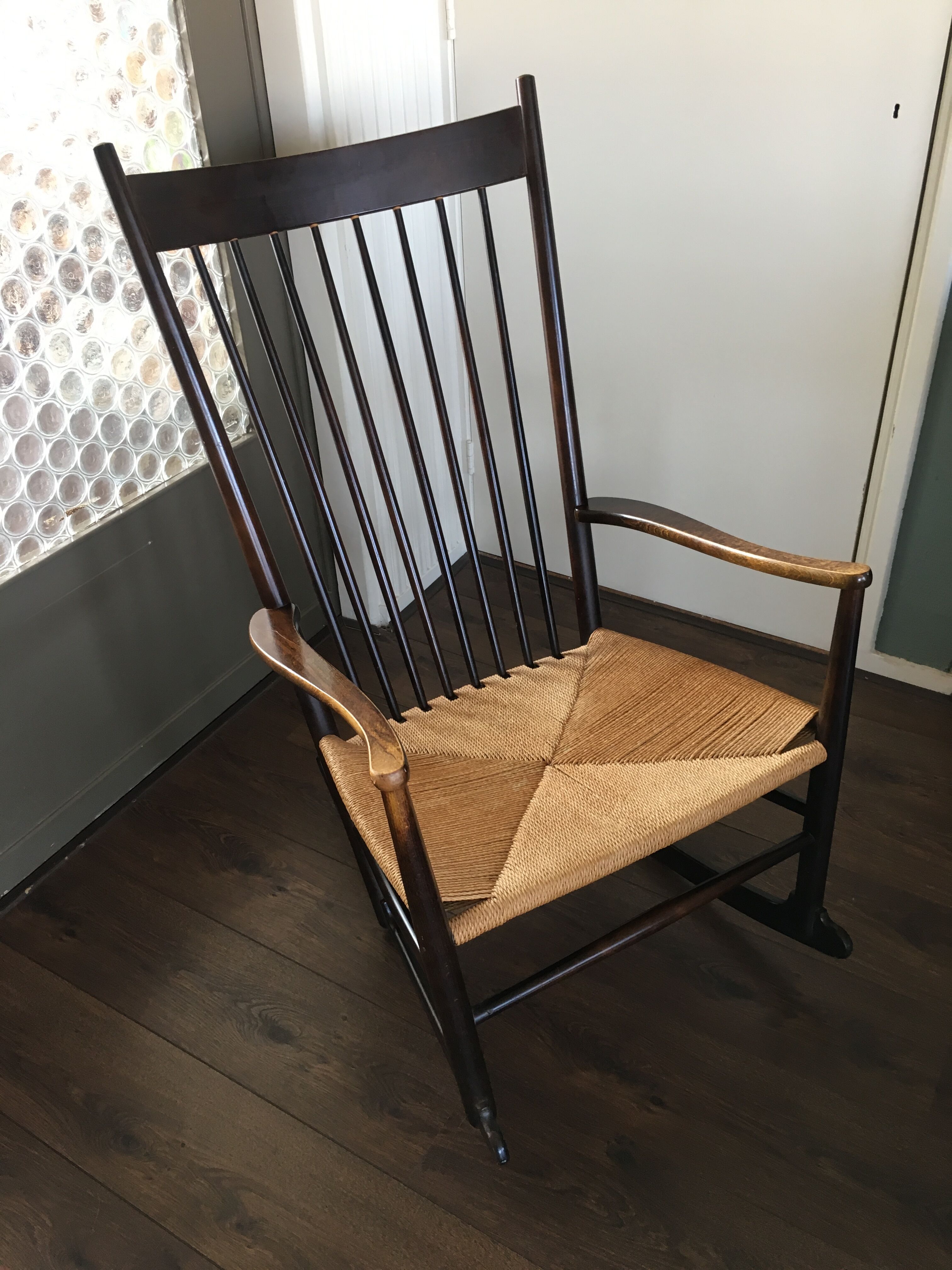 Vintage Scandinavian J16 rocking chair by Hans J. Wegner for FDB