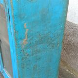 Old blue wooden showcase