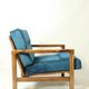 Fauteuil scandinave bleu marine velvet 1965  Z. Baczyk design chaise de salon