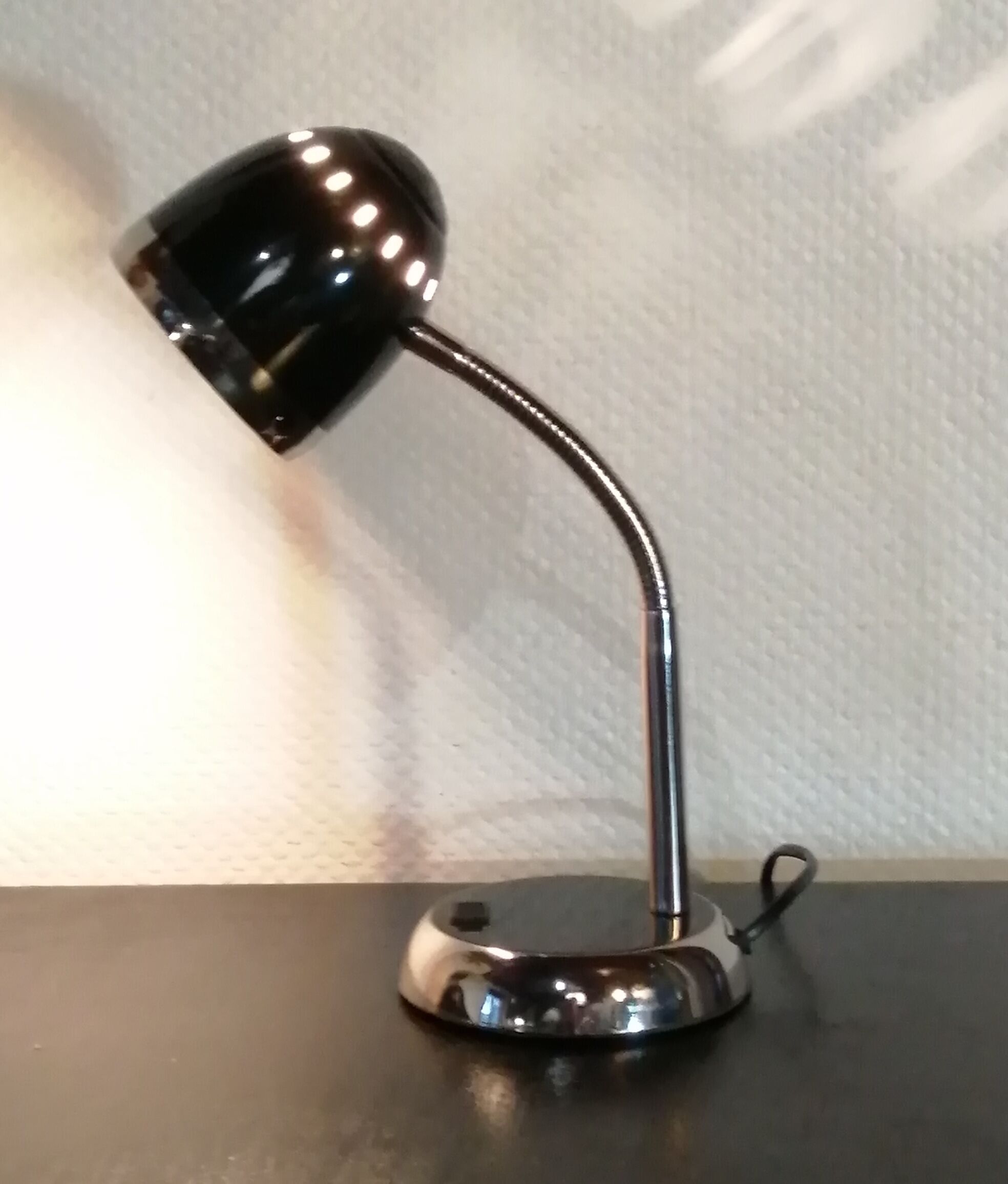 Black and chrome desk lamp in vintage metal