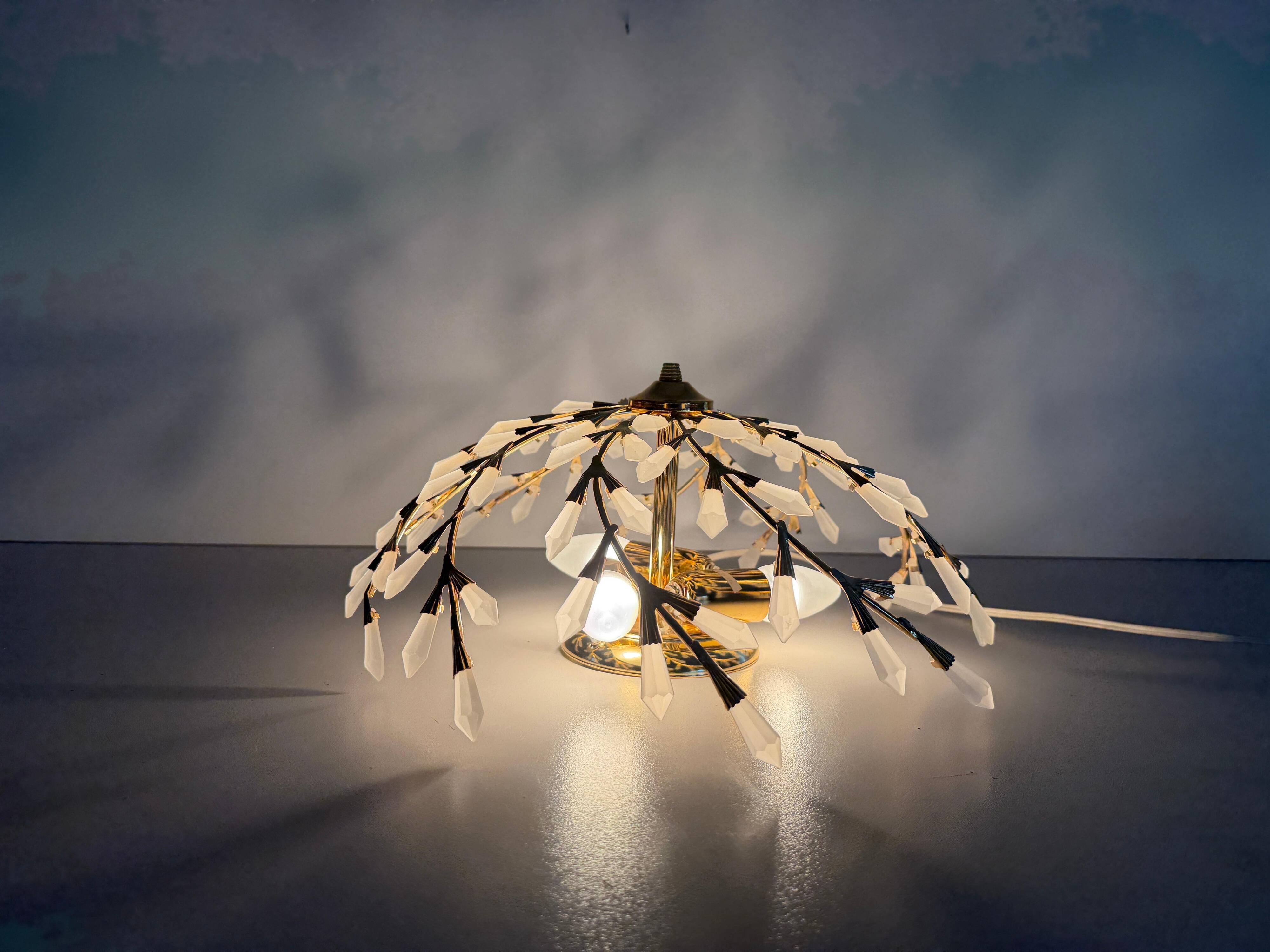 Flush mount Flower Design in crystal glass and gilded metal, 1980s, Germany