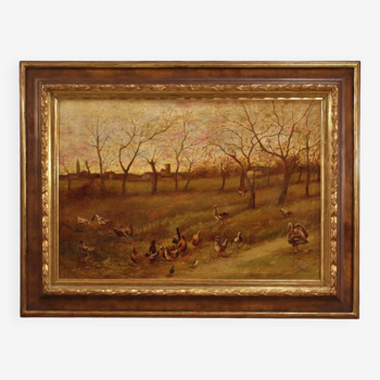 Bucolic landscape Italian painting from 20th century