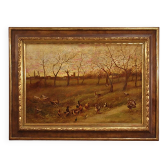 Peinture italienne de paysage bucolique du 20ème siècle