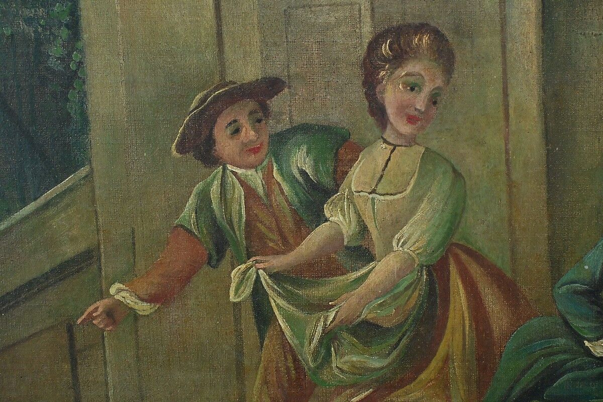 Painted wooden trumeau mirror, Louis XV style – first part of the 20th century