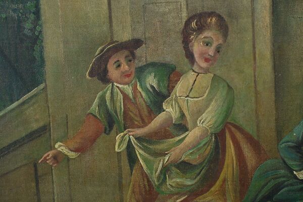 Miroir trumeau en bois peint, style Louis XV – 1ère partie XXe