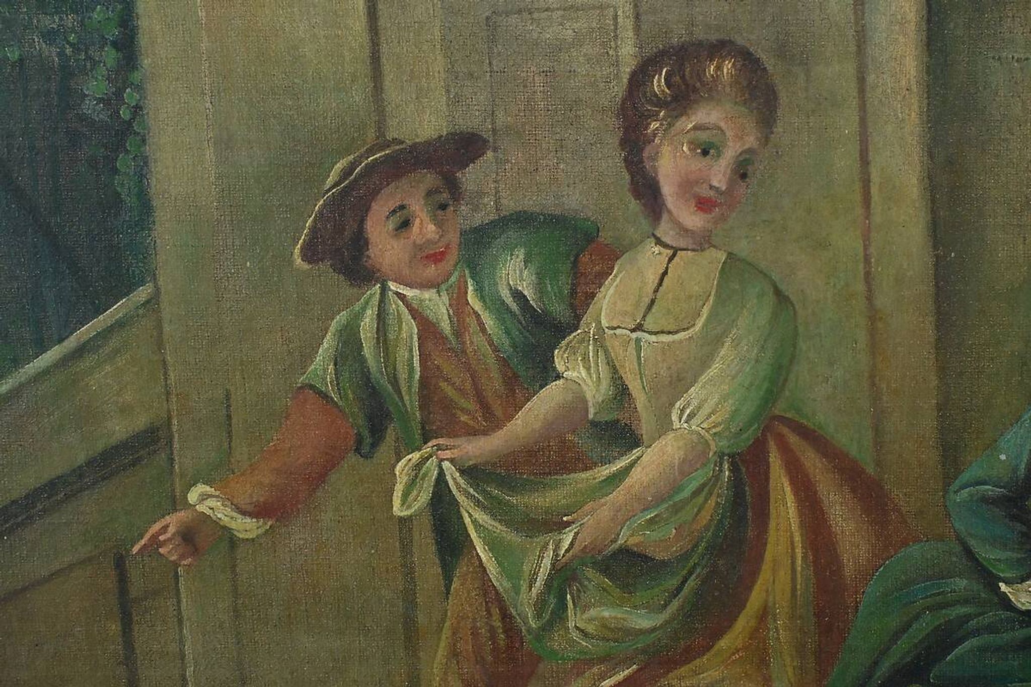Painted wooden trumeau mirror, Louis XV style – first part of the 20th century