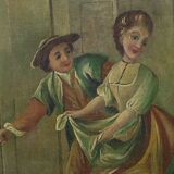 Painted wooden trumeau mirror, Louis XV style – first part of the 20th century