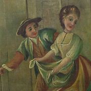 Painted wooden trumeau mirror, Louis XV style – first part of the 20th century